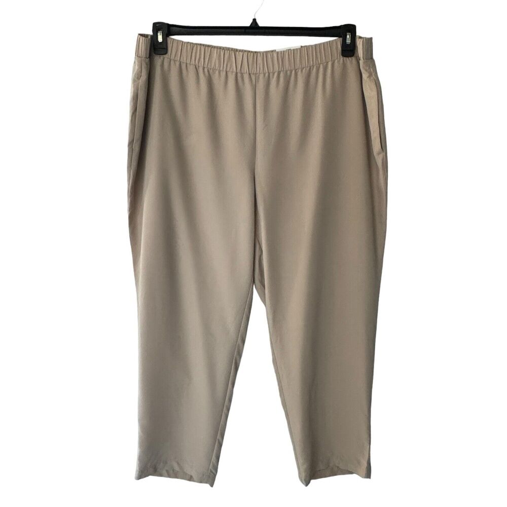 Alfani 2X-Large Straight Ankle Pants Elastic Waist Pockets Lightweight Beige Tan